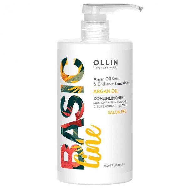 Conditioner for shine and shine with argan oil Basic Line Argan Oil OLLIN 750 ml